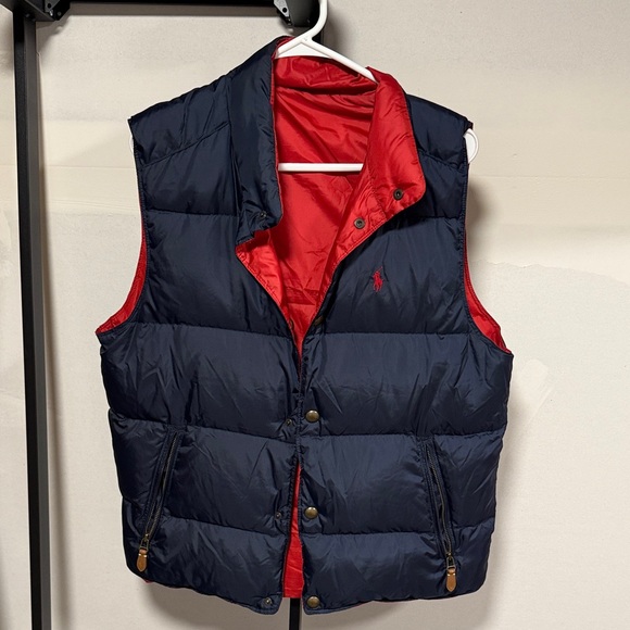 Polo Navy and Red Men's Puffer Vest - Picture 1 of 4